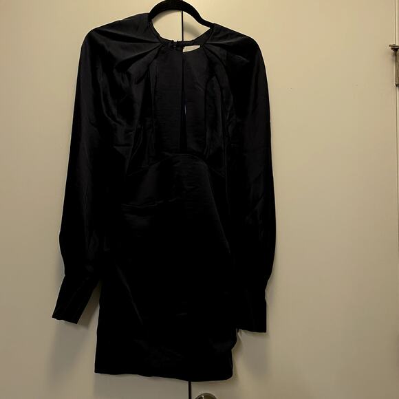 ACLER Paringa Sateen Puff Balloon Sleeve Mini Dress Split Bodice - Picture 6 of 7